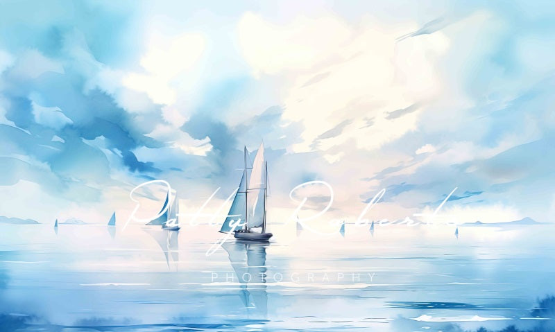 Kate Sommer Aquarell Meer Boote Hintergrund von Patty Roberts - Kate Backdrop.de
