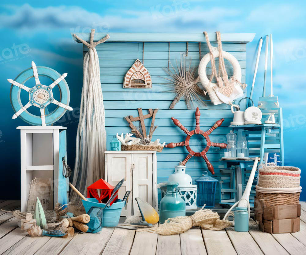 Kate Sommer Navigation Seemann Blau Hintergrund von Chain Photography - Kate Backdrop.de