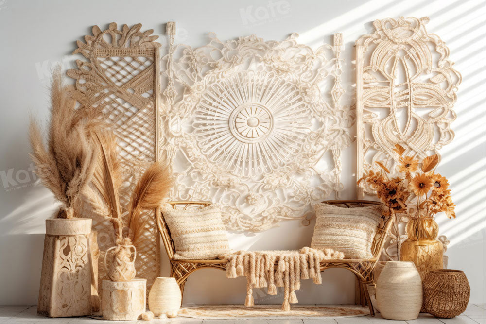 Kate Sommer Boho Zimmer Bamboo Stuhl Hintergrund von Chain Photography - Kate Backdrop.de