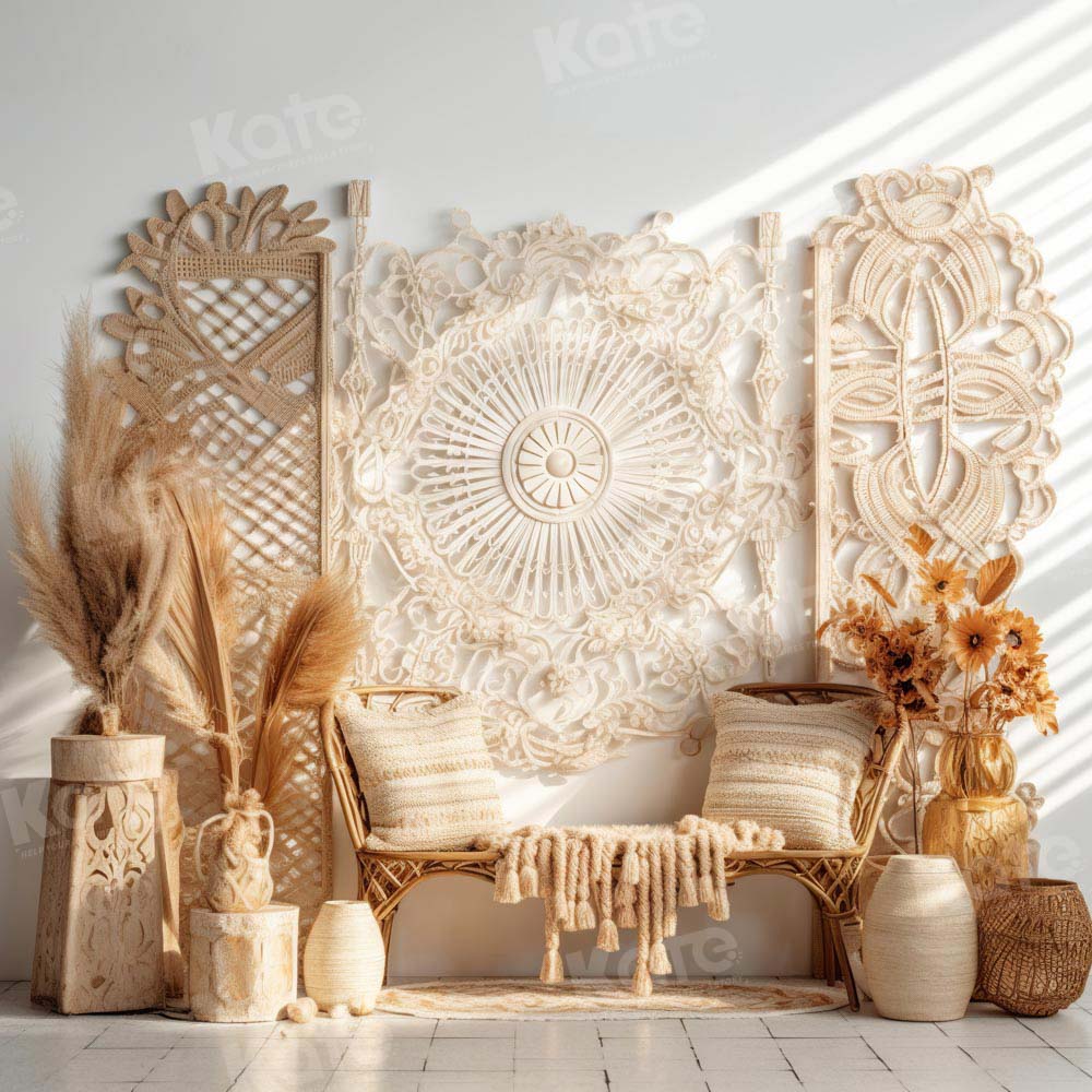 Kate Sommer Boho Zimmer Bamboo Stuhl Hintergrund von Chain Photography - Kate Backdrop.de