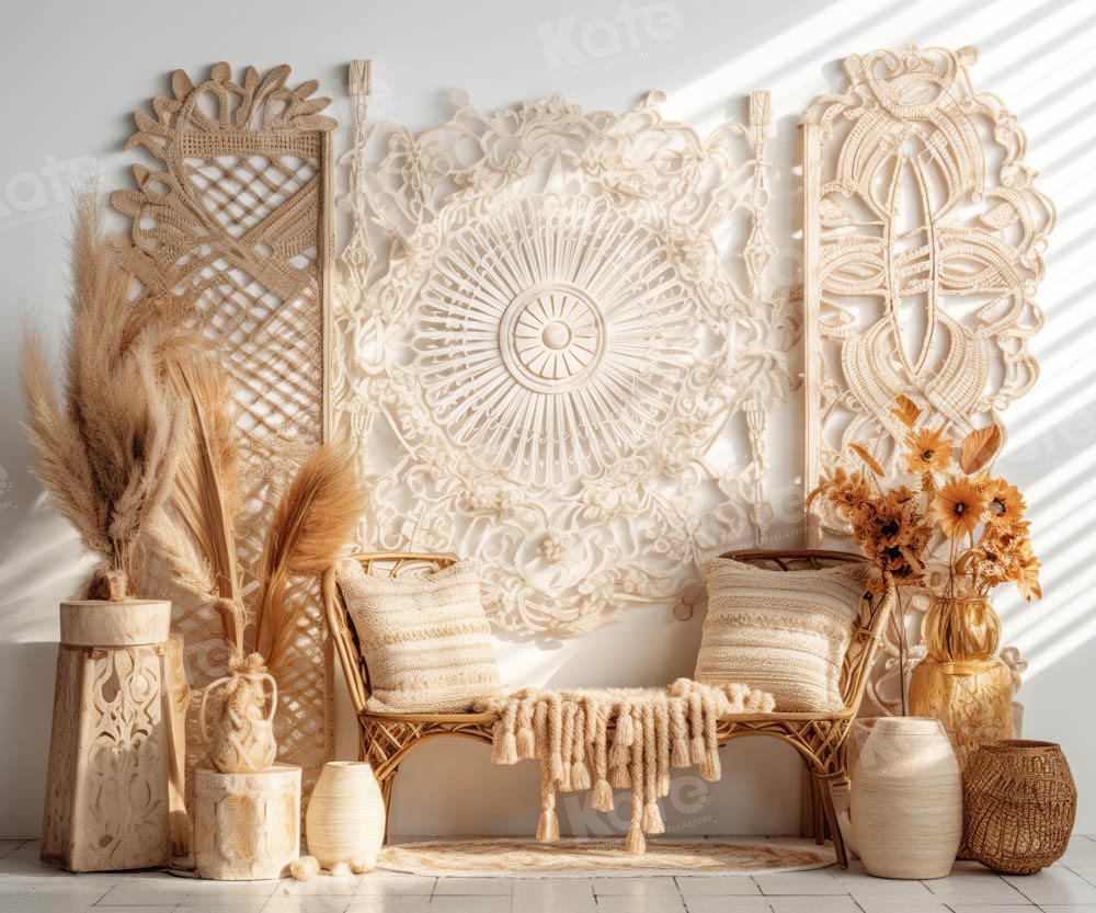 Kate Sommer Boho Zimmer Bamboo Stuhl Hintergrund von Chain Photography - Kate Backdrop.de