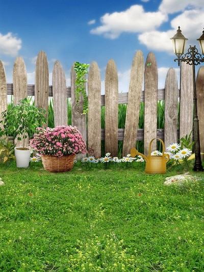 Katebackdrop：Kate Fence Spring /Easter Photo Easter Farmhouse Style Green Grass For Baby