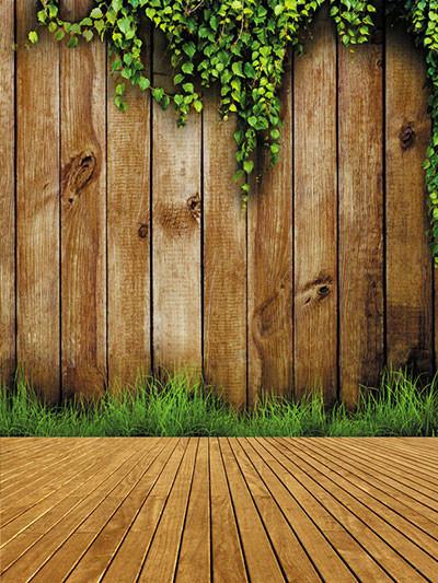 Katebackdrop：Kate Wood Wall Green Plants Photography Backdrop