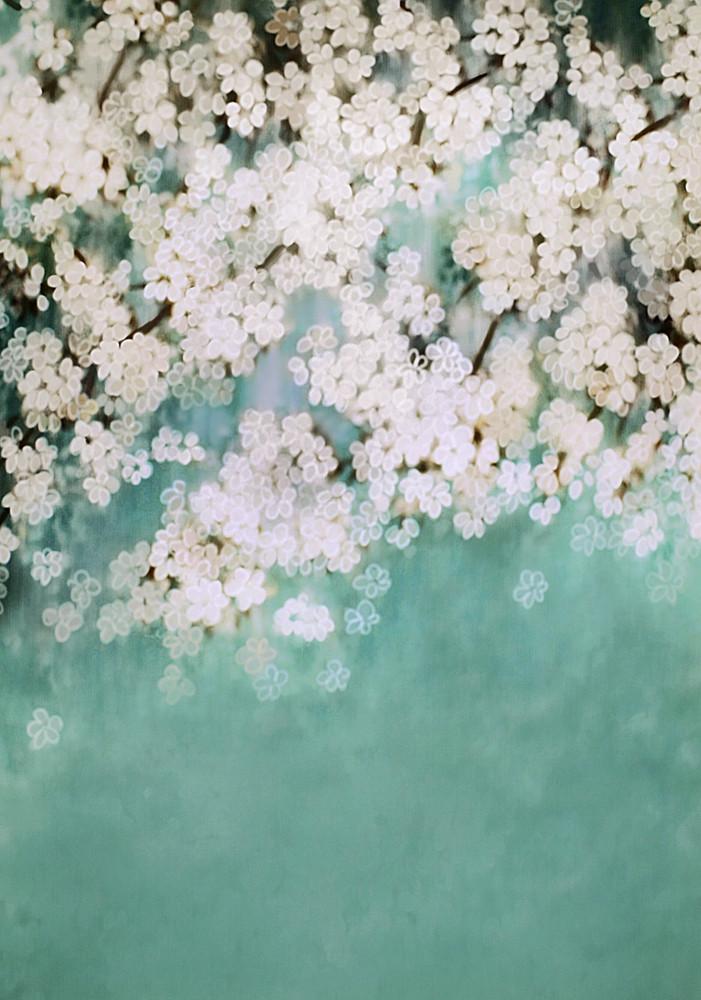 Katebackdrop：Kate Retro Style Green With White Flowers Backdrops for Children