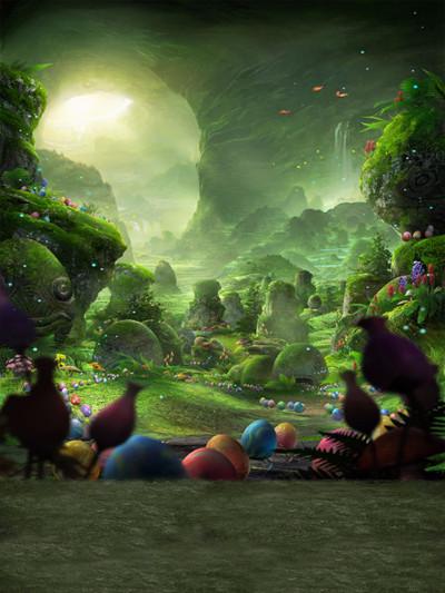 Katebackdrop：Kate Children Green Forest Colorful Eggs Photography Backdrop
