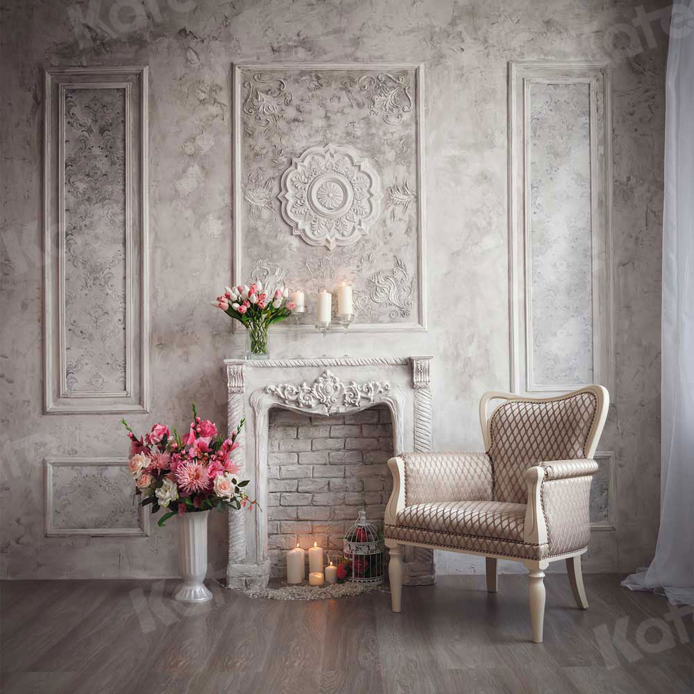 Kate Wohnzimmer Wand Boden Innenschloss Gebäude für die Hochzeit Hintergründe - Kate Backdrop.de