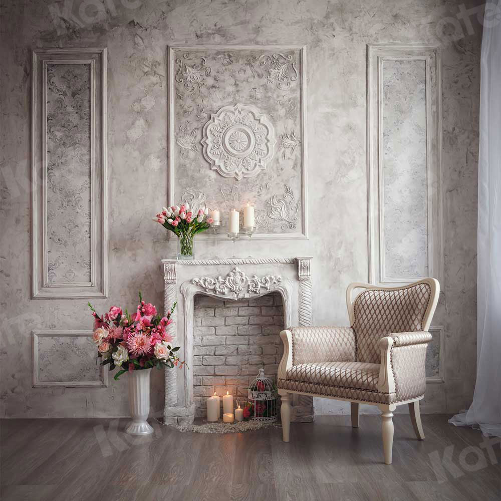 Kate Wohnzimmer Wand Boden Innenschloss Gebäude für die Hochzeit Hintergründe - Kate Backdrop.de