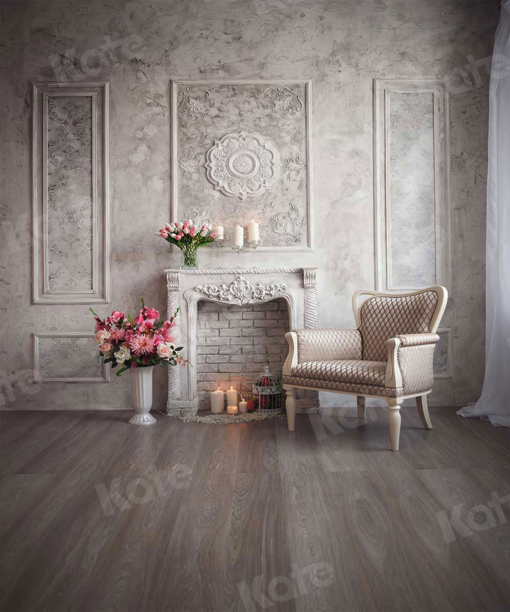 Kate Wohnzimmer Wand Boden Innenschloss Gebäude für die Hochzeit Hintergründe - Kate Backdrop.de