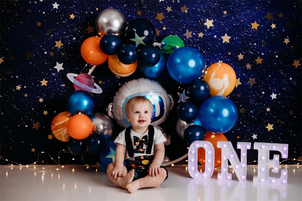 Kate Neugeborenen Cake Smash Sterne Nacht blau Geburtstag Hintergrund von Chain Photography - Kate Backdrop.de