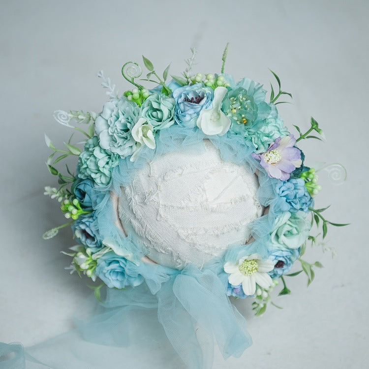 Kate Cyan Floral Bonnet für Neugeborene Fotografie - Kate Backdrop.de