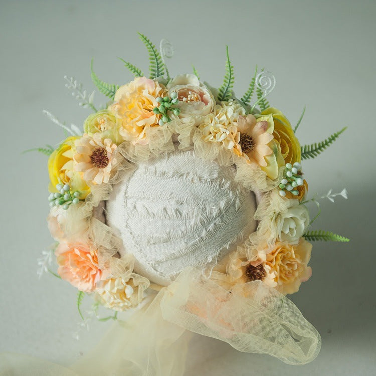 Kate Gelbe Blumenhaube für Neugeborenenfotografie - Kate Backdrop.de