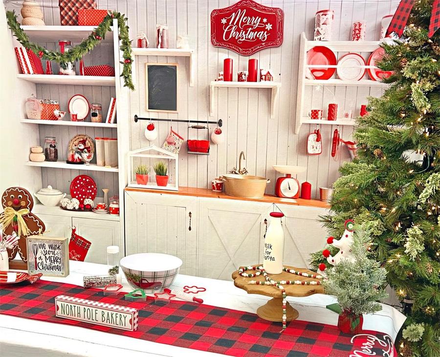 Kate  Schnee Winter  Weihnachten Küche Fotografie Hintergrund Christmas kitchen - Kate Backdrop.de