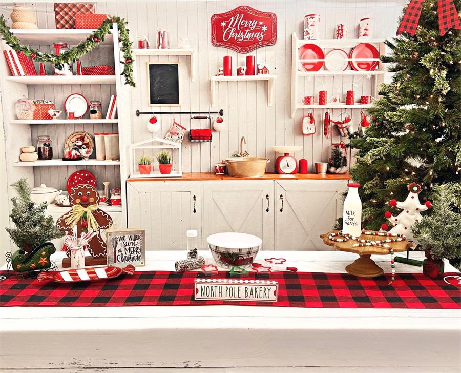 Kate  Schnee Winter  Weihnachten Küche Fotografie Hintergrund Christmas kitchen - Kate Backdrop.de