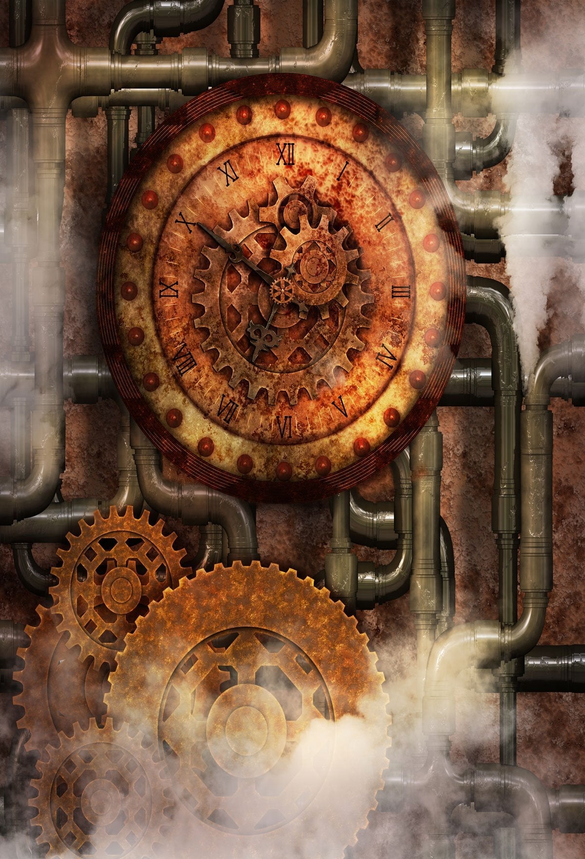 Katebackdrop：Kate Steampunk style background with gears and clocks