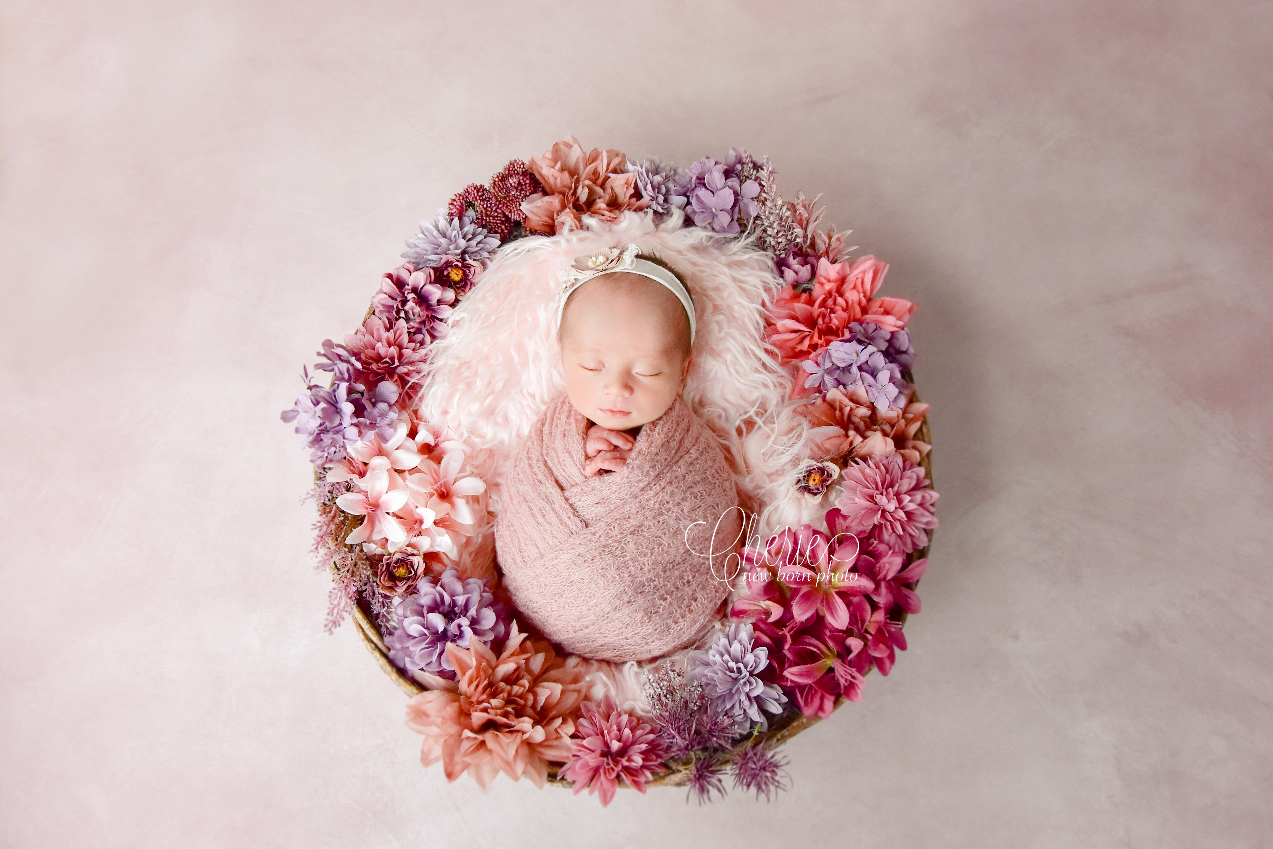 Kate Rosa abstrakte / rosa Blumen rund gemischt Falthintergrund Doppelseitig für Babyfotografie 5X5ft(1.5x1.5m)