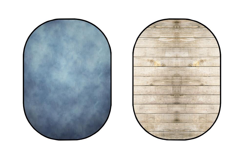 Kate Blaue Textur / Hell cremig-weiß aus Holz  Falthintergrund Doppelseitig Fotografie 5X6.5ft(1.5x2m)