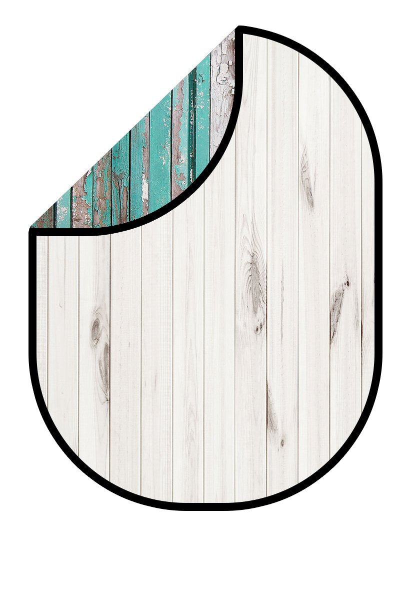 Kate Weiß Holz / Dunkelblau Grünen Retro Holz Falthintergrund Doppelseitig Fotografie 5X6.5ft(1.5x2m) - Kate Backdrop.de