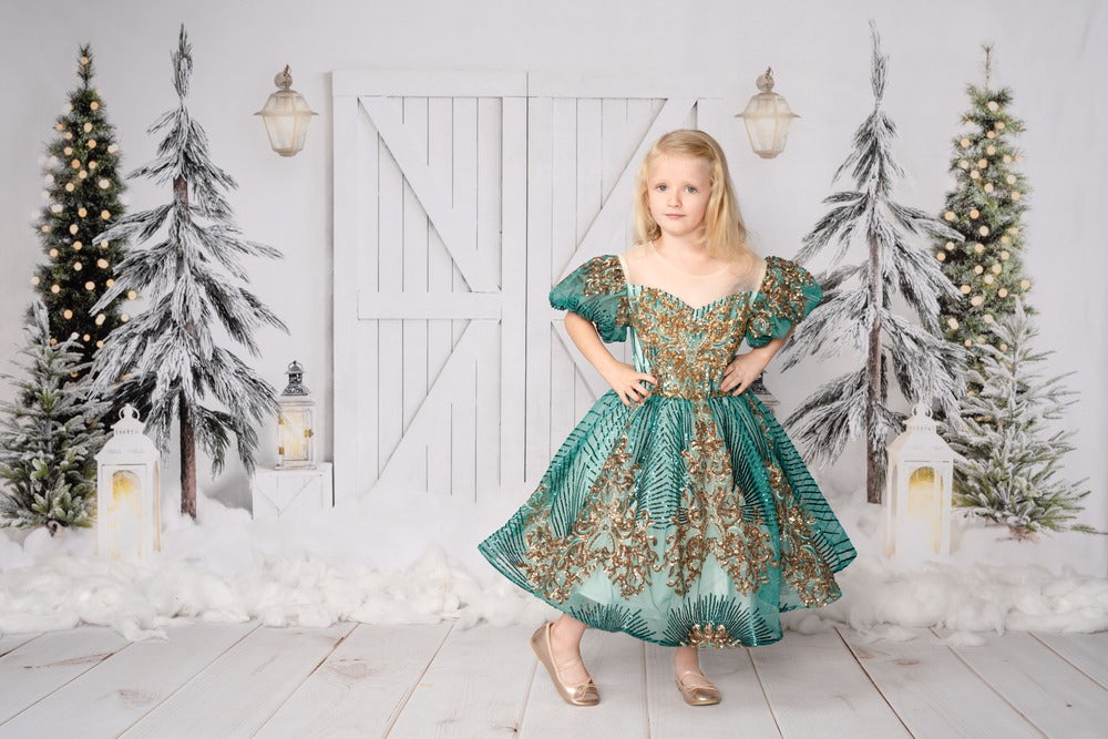 Kate Weihnachten Hintergrund Weiß Scheune Tür  von Emetselch - Kate Backdrop.de
