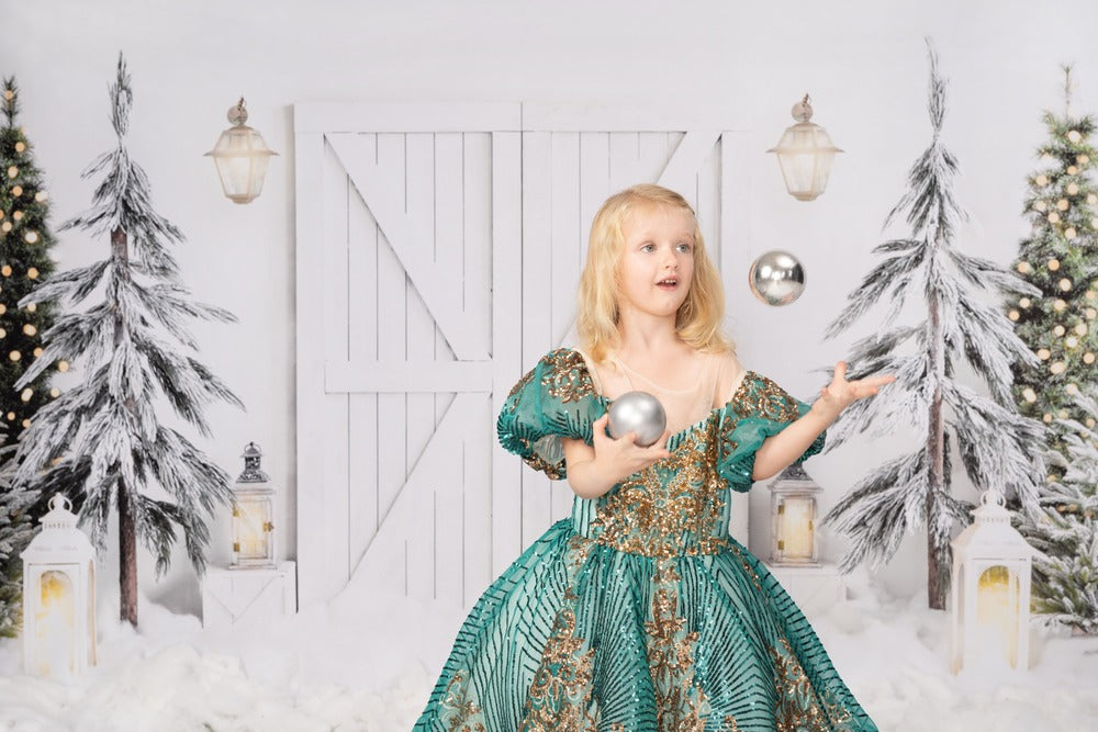Kate Weihnachten Hintergrund Weiß Scheune Tür  von Emetselch - Kate Backdrop.de
