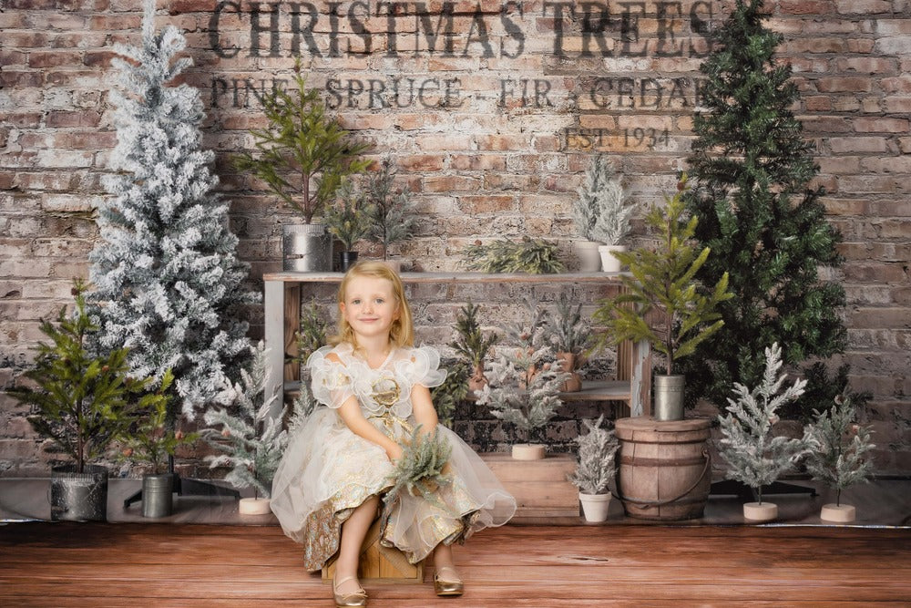 Kate Weihnachten Bauernhof Baum Stand Hintergrund von Mandy Ringe Photography