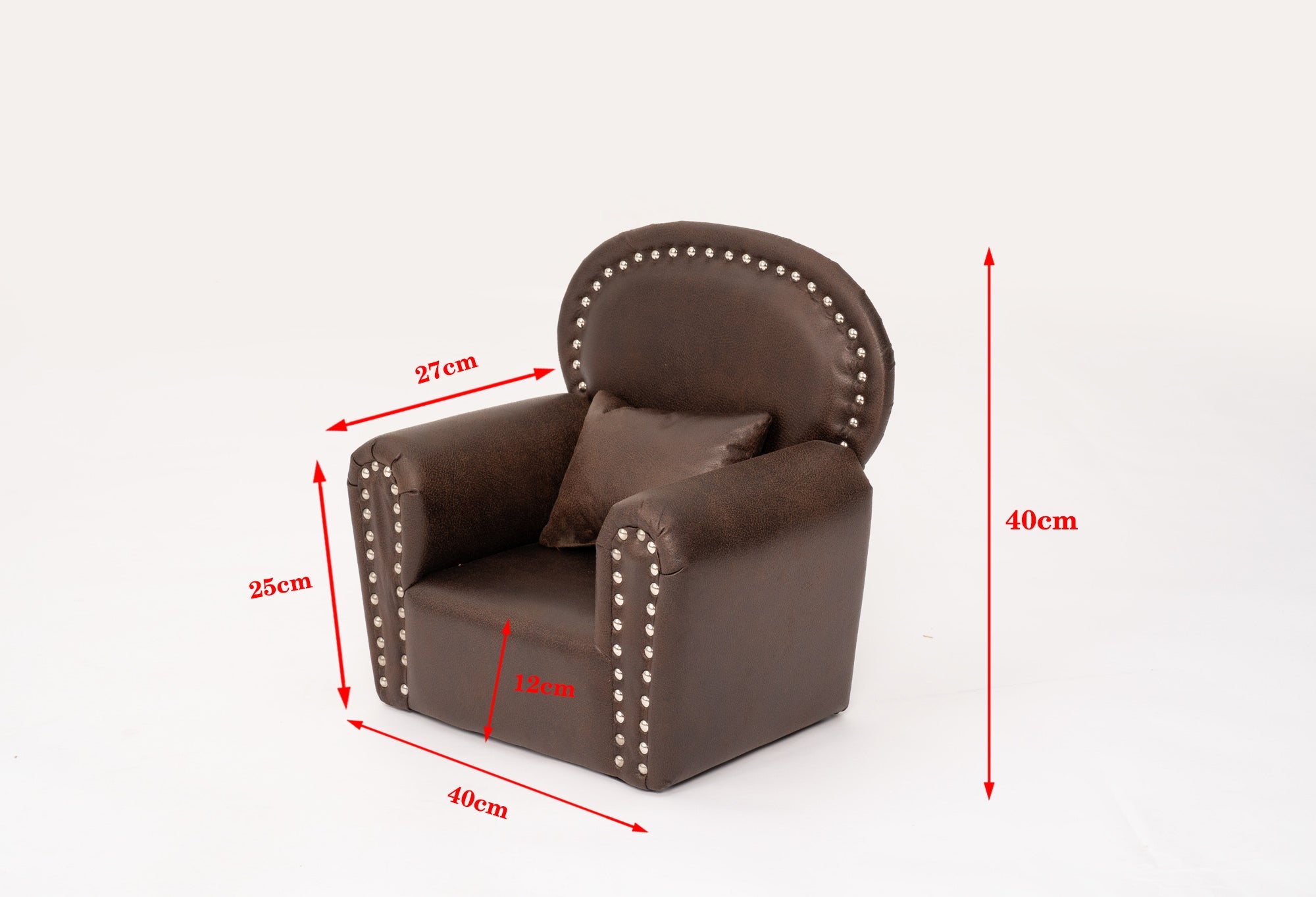 Kate Braunes Mini-Sofa mit Nieten Neugeborene Requisiten für Fotografie