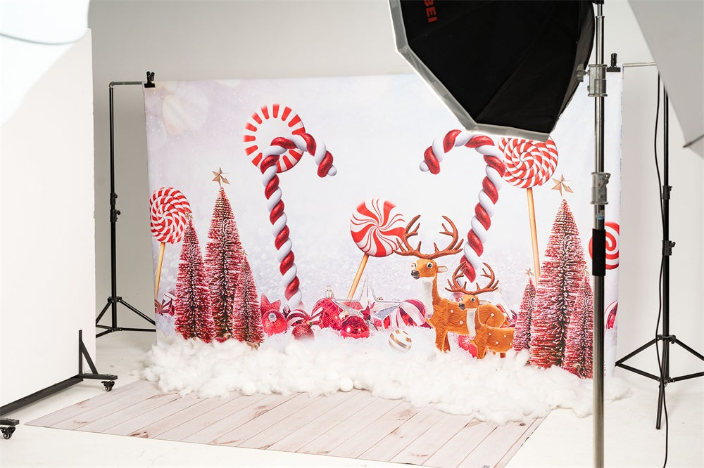 Kate Weihnachten Hintergrund Bokeh Süssigkeit Rot für Fotografie - Kate Backdrop.de
