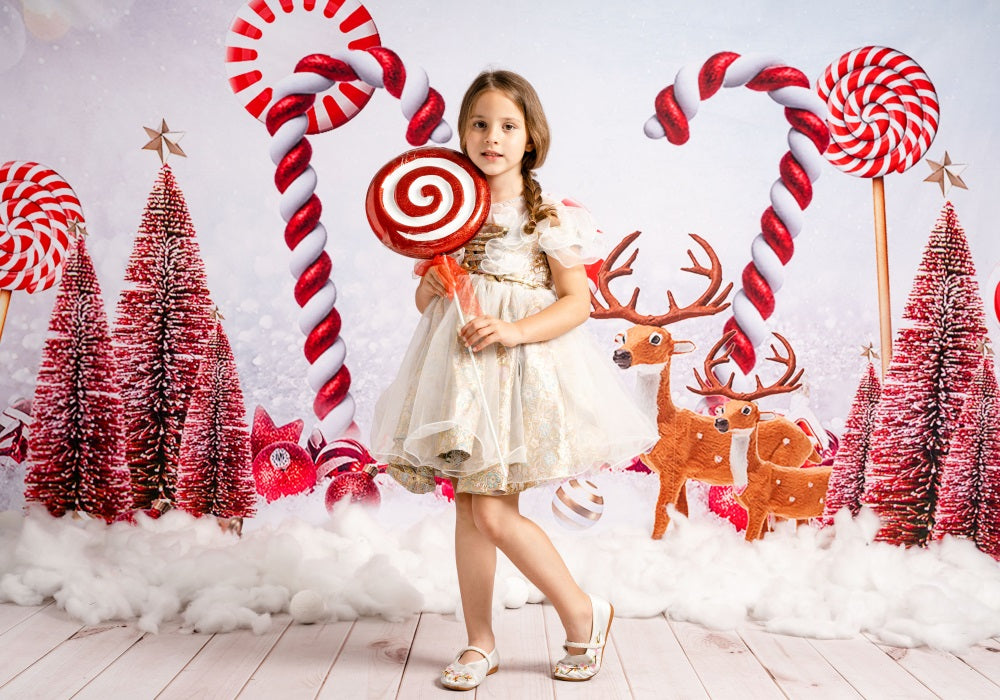Kate Weihnachten Hintergrund Bokeh Süssigkeit Rot für Fotografie - Kate Backdrop.de