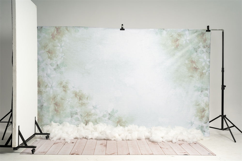 Kate Fine Art Watercolours Grüne Blumen Abstrakter Hintergrund von Veronika Gant - Kate Backdrop.de