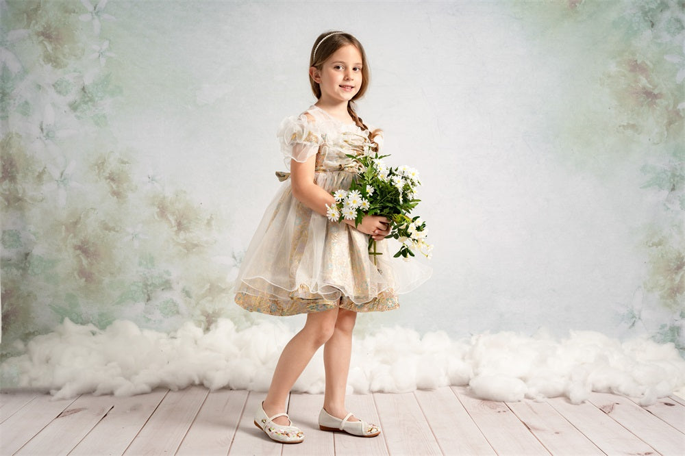 Kate Fine Art Watercolours Grüne Blumen Abstrakter Hintergrund von Veronika Gant - Kate Backdrop.de