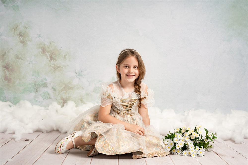 Kate Fine Art Watercolours Grüne Blumen Abstrakter Hintergrund von Veronika Gant - Kate Backdrop.de
