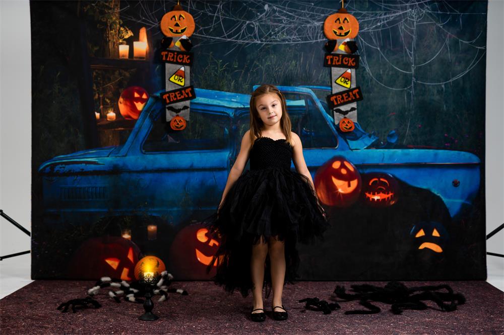 Kate Halloween Kürbis Auto Hintergrund Herbstnacht für Fotografie - Kate Backdrop.de