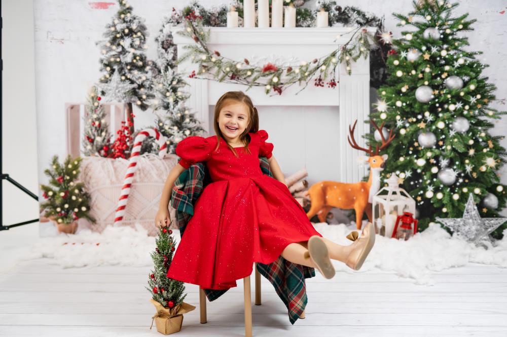 Kate Weihnachten Baum Elch Ziegel Kamin Hintergrund von Emetselch - Kate Backdrop.de