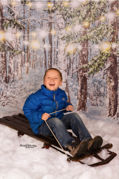 Kate Christmas Winter Snow Tree mit Lichter Kulisse für Fotografie von JFCC - Kate Backdrop.de