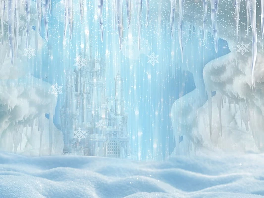 Winter-Eis gefrorenes Schnee-Schloss / Weihnachtshintergrund