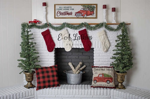 Kate Backstein Weiß Rot Familie Baum Auto Hintergrund für Fotografie von Erin Larkins - Kate Backdrop.de