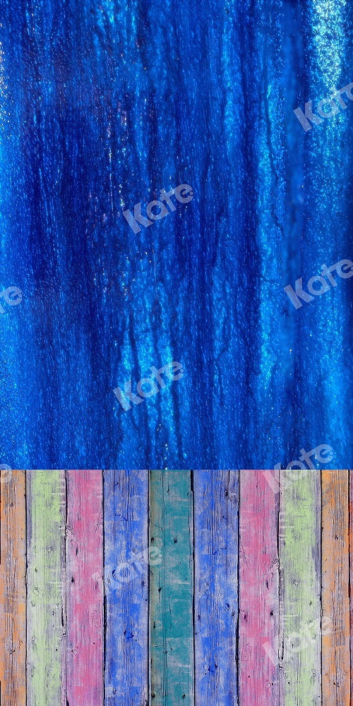 Kate Kombibackdrop Blauer abstrakter schäbiger Holz Hintergrund