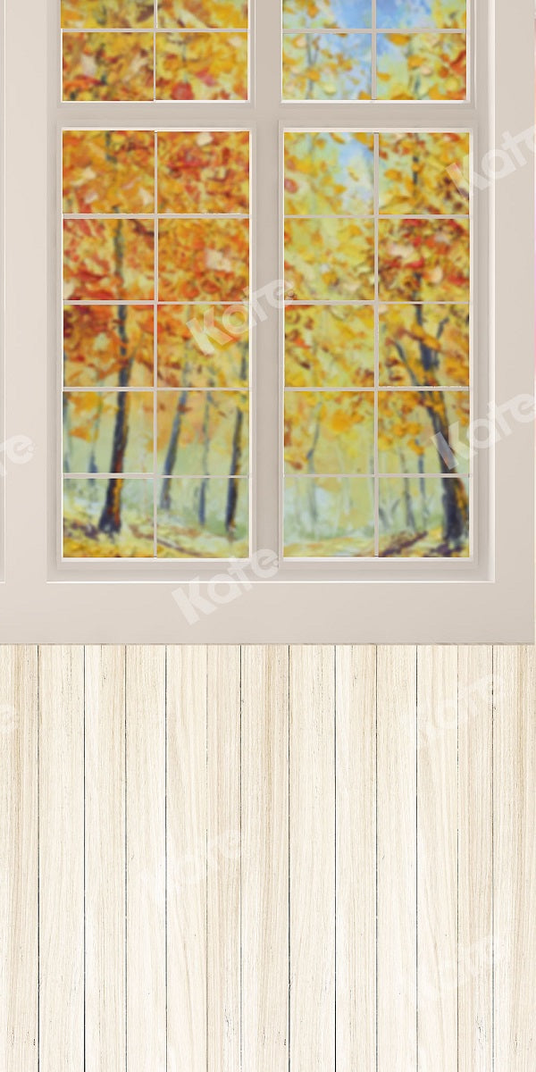 Kate Kombibackdrop Herbst Holz  Fenster Hintergrund