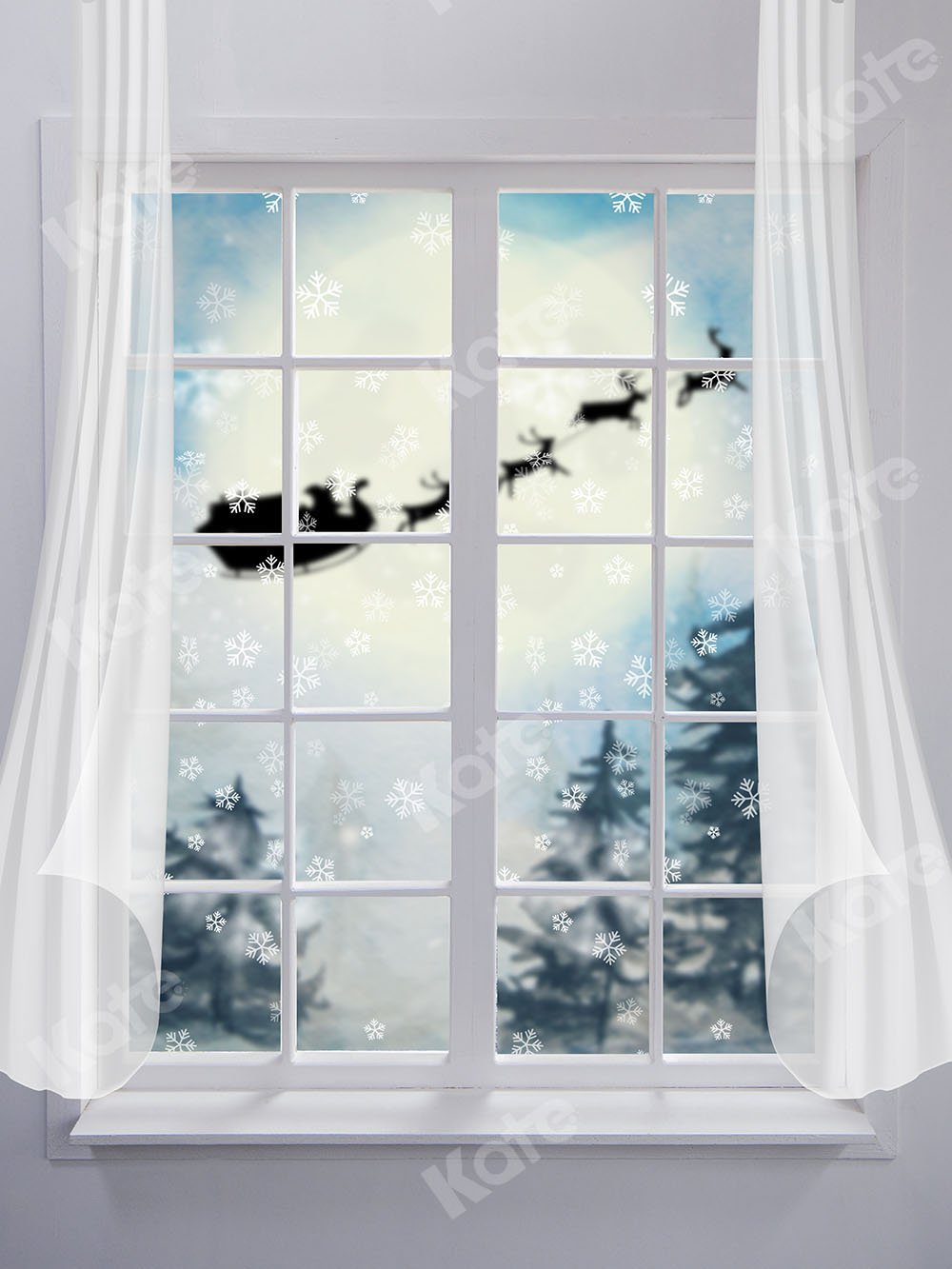 Kate weißer Fenster Weihnachten Hintergrund Entworfen von Chain Photography
