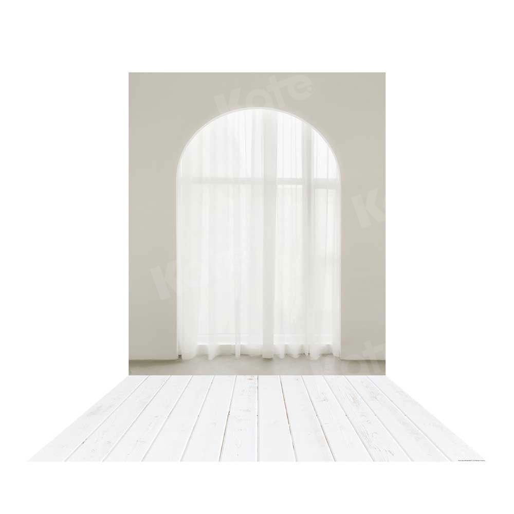 Kate Weißes Fenster mit Innenhintergrund +  Weiße Holzgummimatte für Neugeborene
