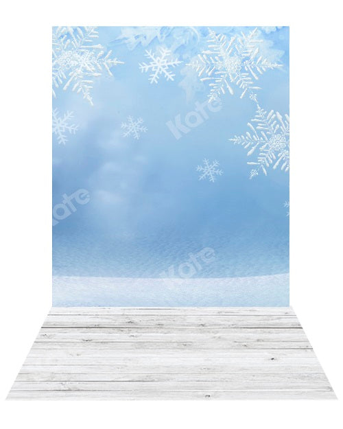 Kate Weihnachten Schneeflocke Hintergrund+Holz Gummimatte