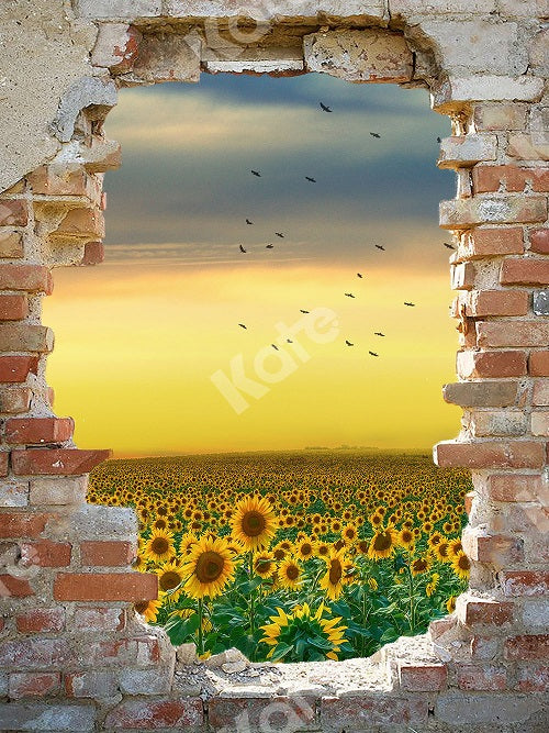 Kate schäbige Mauer Sonnenblumen Hintergrund