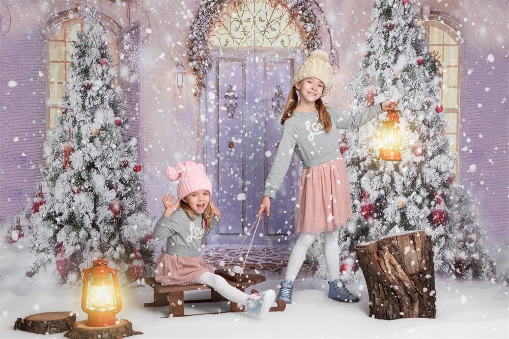 Kate Schneehintergrund der Weihnachtstürfront  Weihnachten für Fotografie - Kate Backdrop.de