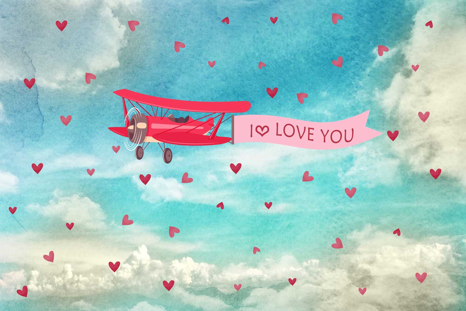 Kate Himmel Liebe Flugzeug Hintergrund für Valentinstag von Jerry_Sina - Kate Backdrop.de