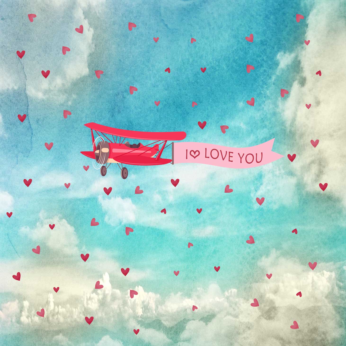 Kate Himmel Liebe Flugzeug Hintergrund für Valentinstag von Jerry_Sina - Kate Backdrop.de