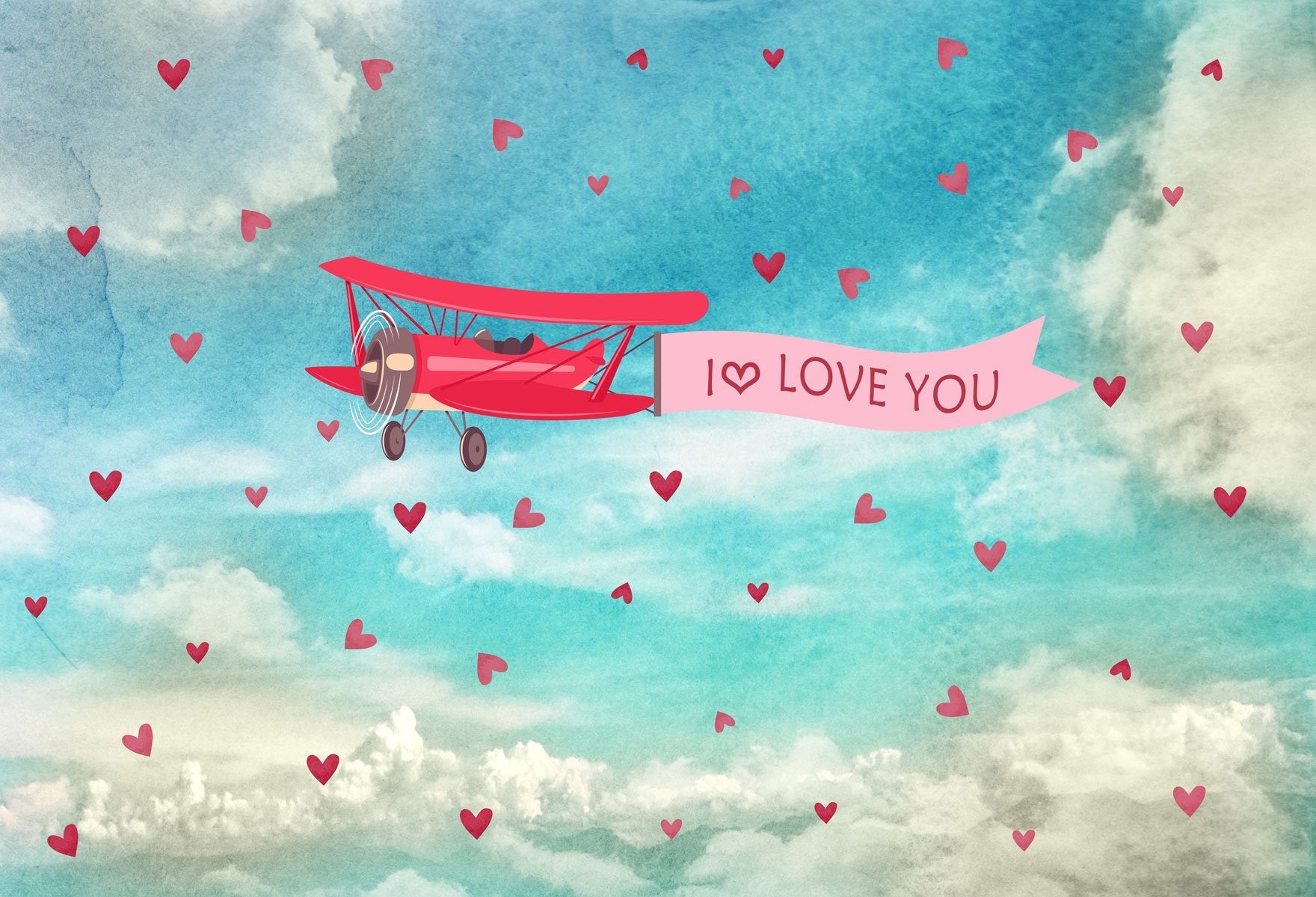 Kate Himmel Liebe Flugzeug Hintergrund für Valentinstag von Jerry_Sina - Kate Backdrop.de