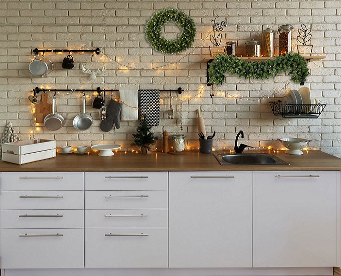 Weiß Wand Weihnachten Küche Hintergrund