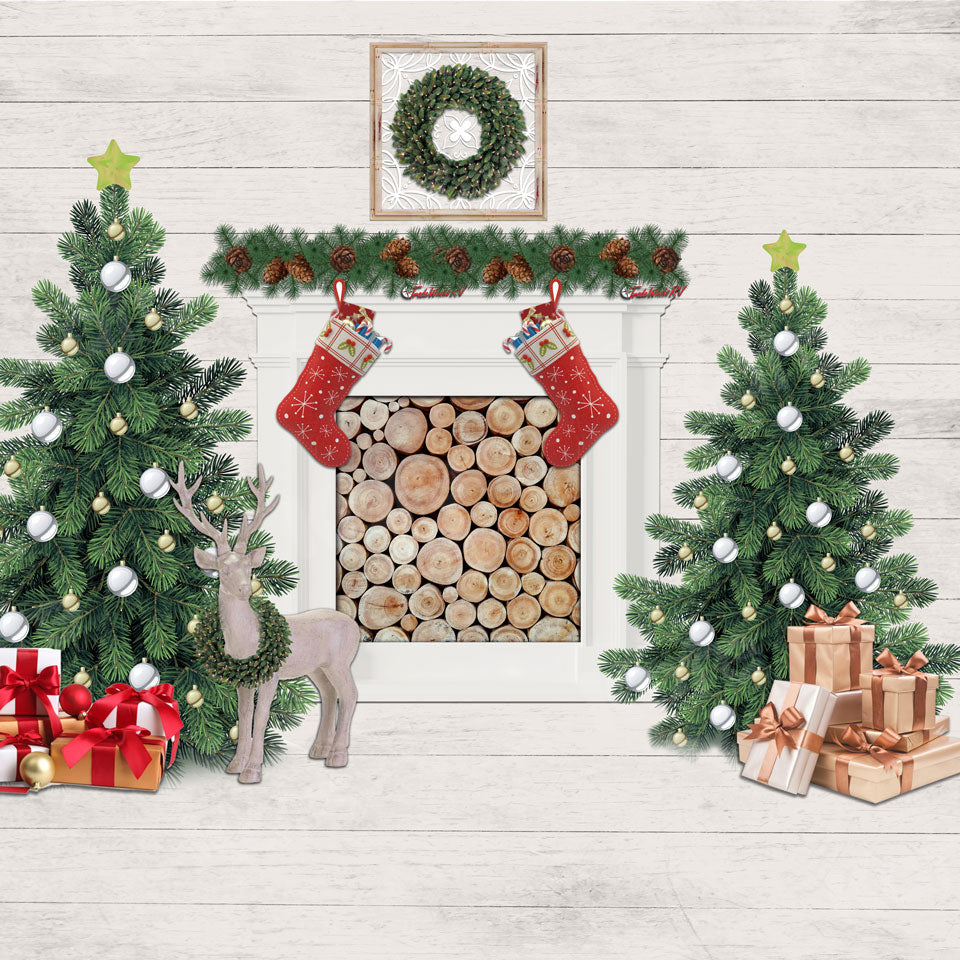 Kate-Weihnachtsbaum-Geschenk-Raum-Hintergrund entworfen von Jerry_Sina - Kate Backdrop.de