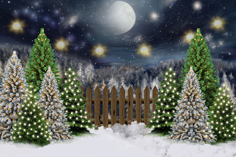 Kate Weihnachten Nacht Baum Bauernhof Hintergrund von Jerry_Sina - Kate Backdrop.de