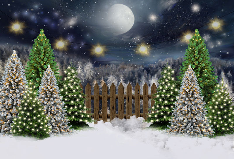 Kate Weihnachten Nacht Baum Bauernhof Hintergrund von Jerry_Sina - Kate Backdrop.de