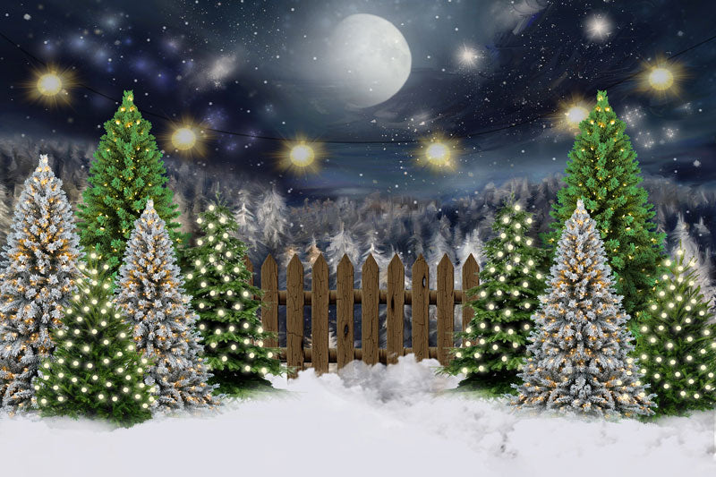 Kate Weihnachten Nacht Baum Bauernhof Hintergrund von Jerry_Sina - Kate Backdrop.de